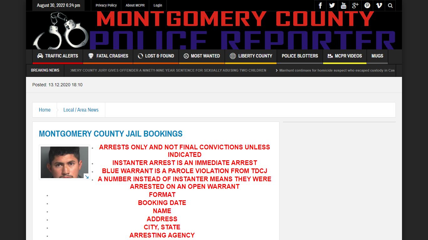 MONTGOMERY COUNTY JAIL BOOKINGS