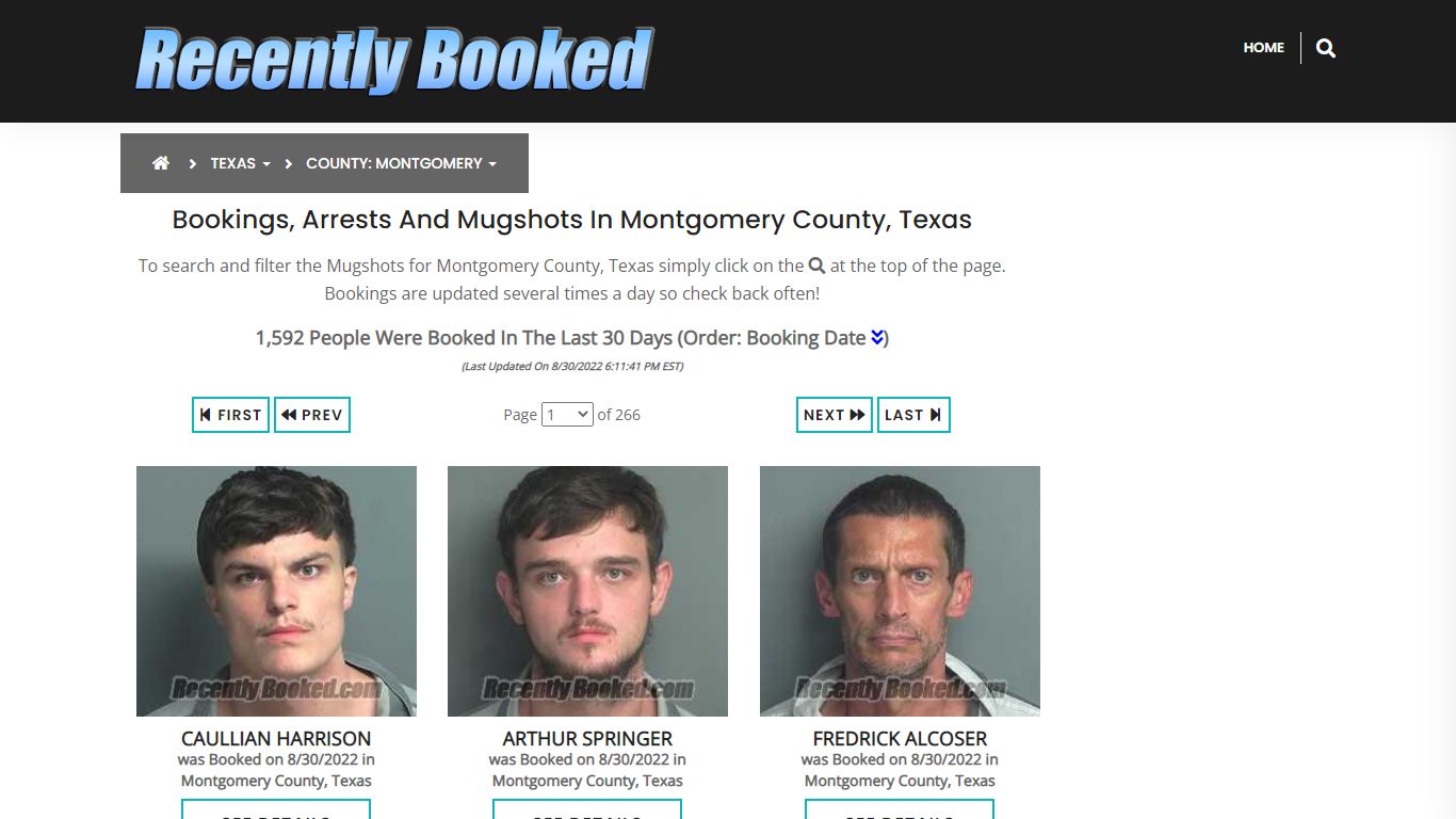 Bookings, Arrests and Mugshots in Montgomery County, Texas